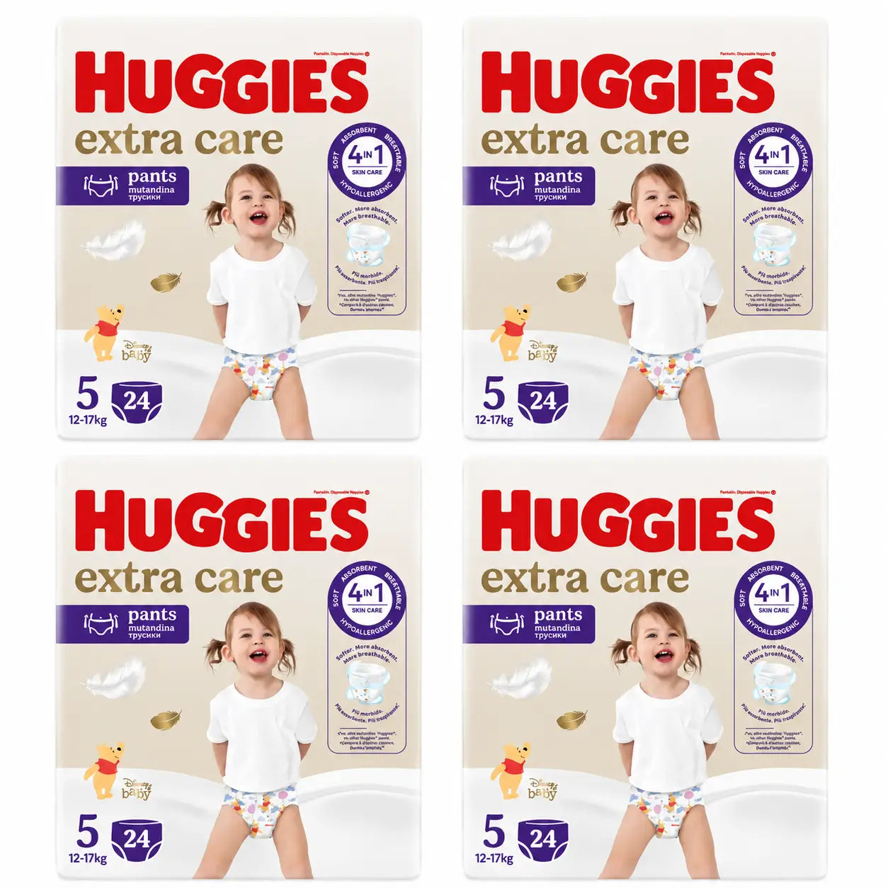 Huggies Extra Care Size 5 (12-17 Kg) Disney Baby Diaper Briefs , 24 pcs, pack 4