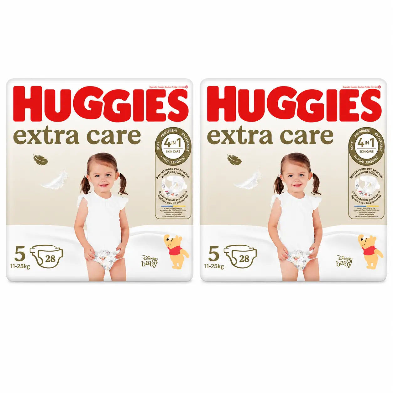 Huggies Extra Care Size 5 (11-25 Kg) Disney Baby Nappy, 28 pieces, pack 2