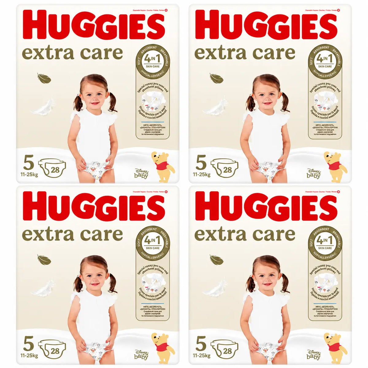 Huggies Extra Care Size 5 (11-25 Kg) Disney Baby Nappy, 28 pieces, pack 4