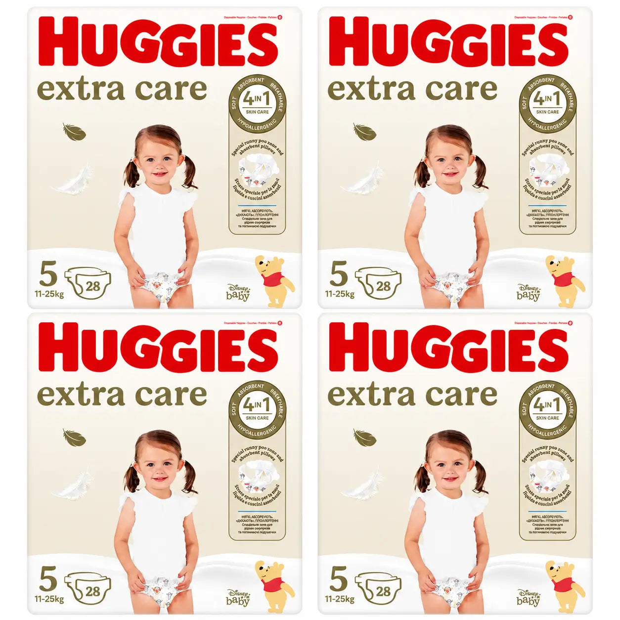 Huggies Extra Care Size 5 (11-25 Kg) Disney Baby Nappy, 28 pieces, pack 4