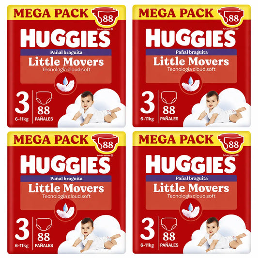 Huggies Little Movers Size 3 (6-11 Kg) Disney Baby Diaper Briefs, 88 pieces, pack 4