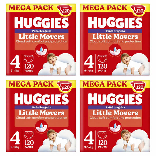 Huggies Little Movers Size 4 (9-14 Kg) Disney Baby Diaper Briefs, 120 pieces, pack 4