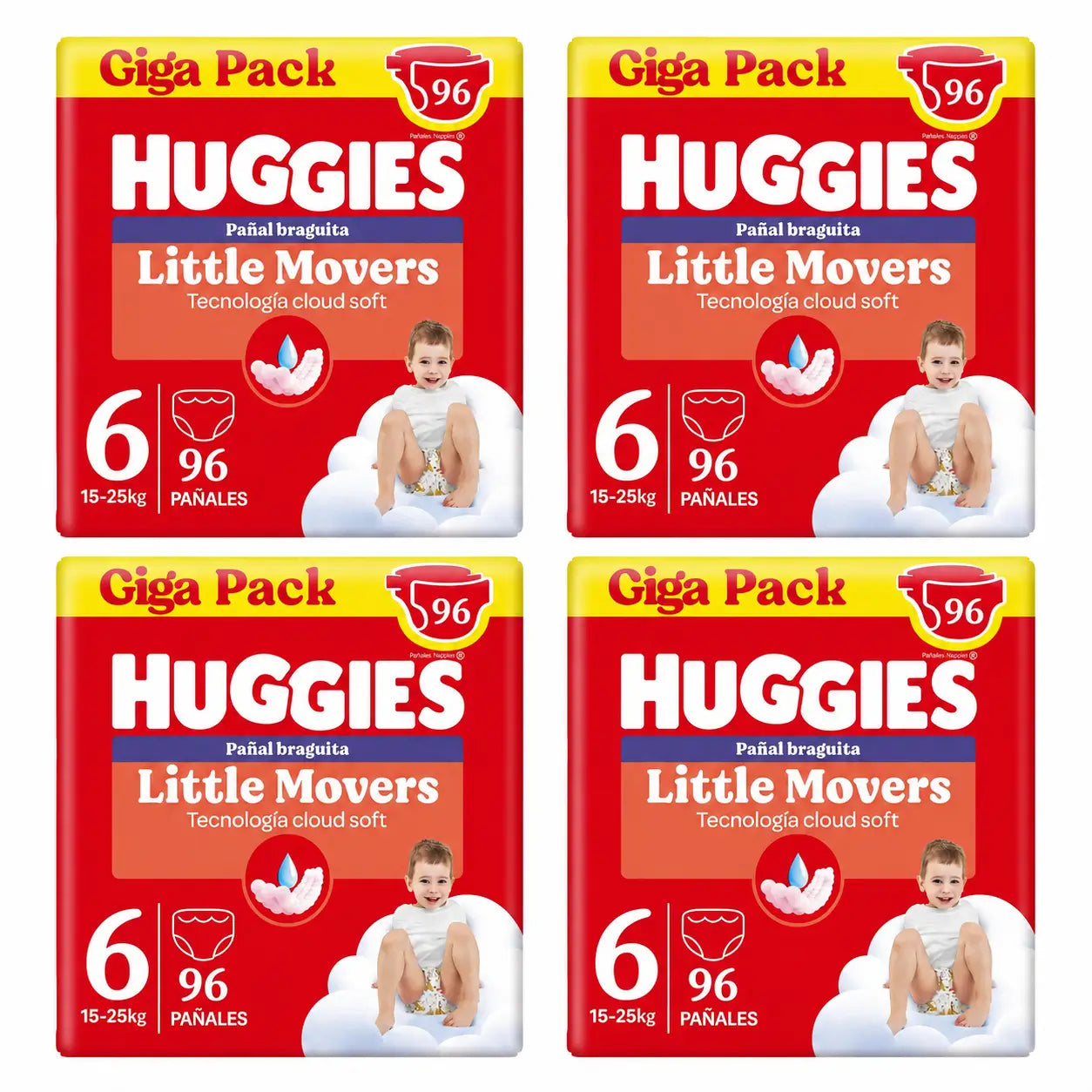 Huggies Little Movers Size 6 (15-25 Kg) Disney Baby Diaper Briefs , 96 pieces, pack 4