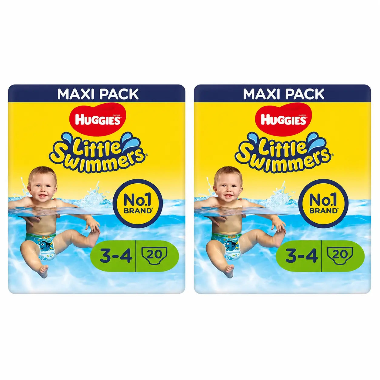 Huggies Little Swimmers Size 3-4 (7–15 kg), Swim Nappies, 20 pieces, pack of 2