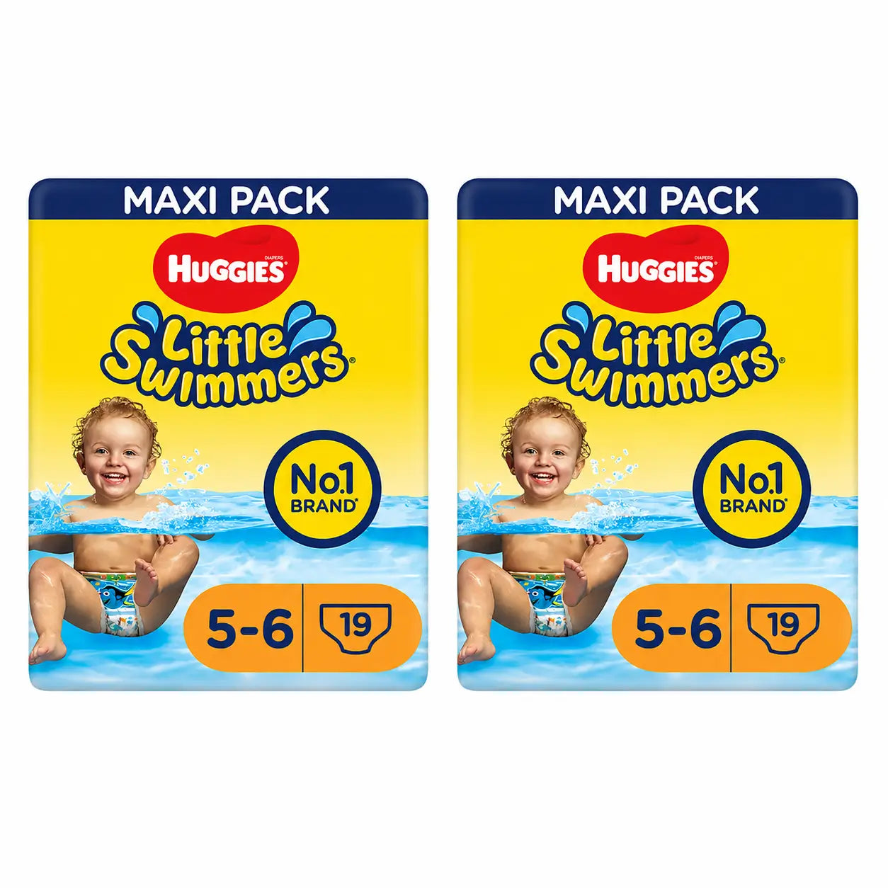 Huggies Little Swimmers Size 5-6  (12–18 kg), Swim Nappies, 19 pieces, pack of 2