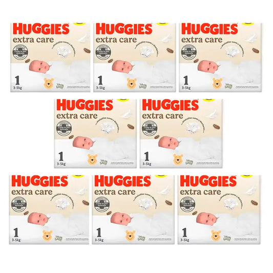 Huggies Extra Care Nappy Size 1, Pack 8 x 28 pieces