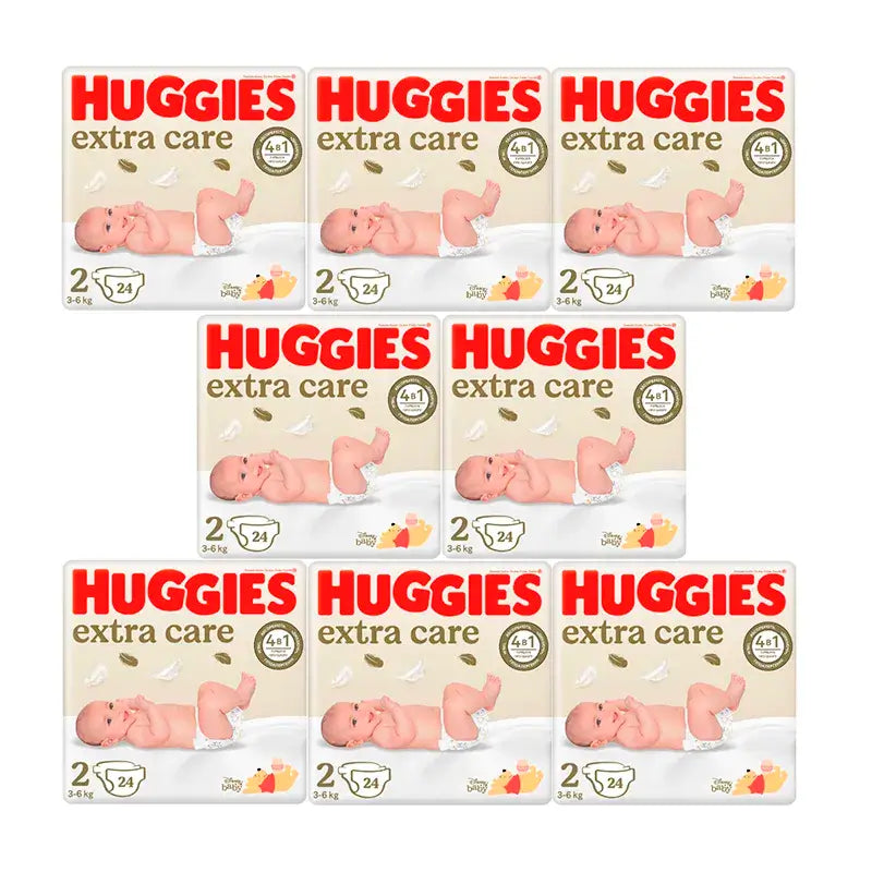 Huggies Extra Care Nappy Size 2, Pack 8 x 24 pieces