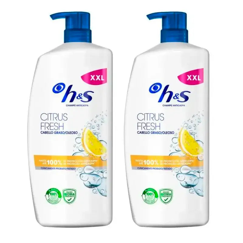 H&S Citrus Fresh Shampoo, Pack 2 x 1000 ml