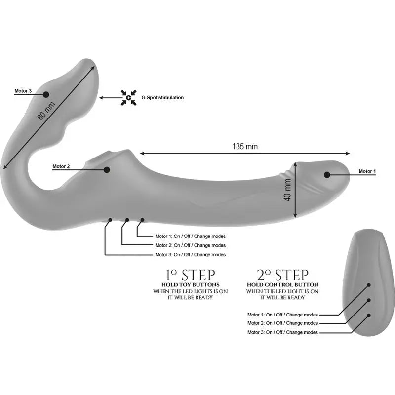 Ibiza Technology Strapless Vibrator Remote Control 3 Motors 1000 combinations.