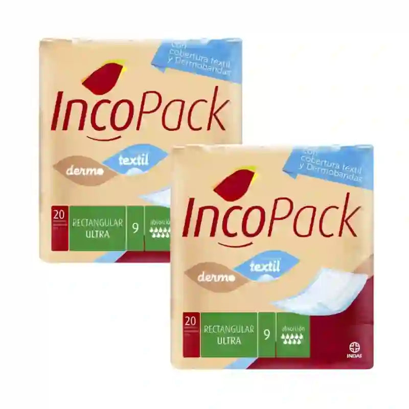 Incopack Rectangular Absorbent Pad Ultra Super Night , Pack 2, 160 Units.