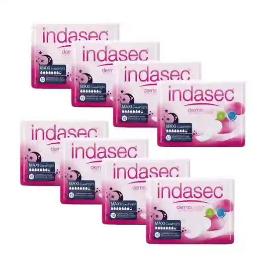 Indasec Dermoseda Maxi Good Night Incontinence Pad , 8X12 Units