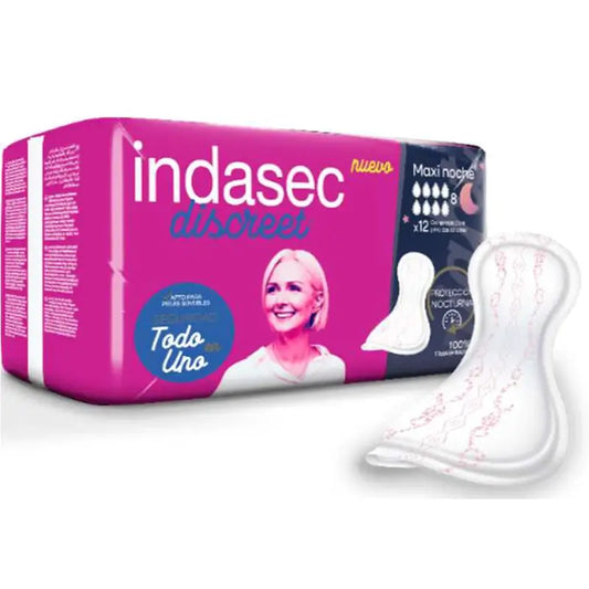 Indasec Discreet Maxinoche, 12 pieces