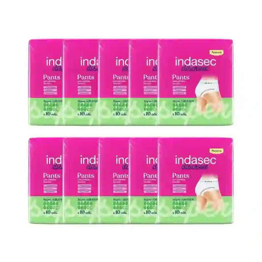 Indasec Discreet Pant Panty Incontinence Super Large Size , 10X10 Units