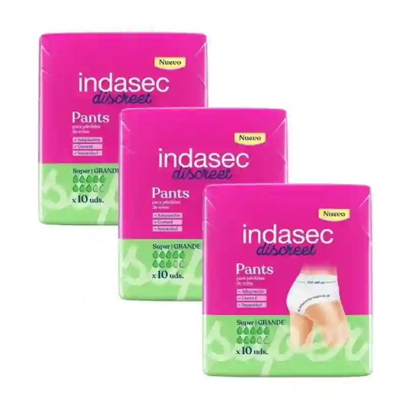 Indasec Discreet Pant Panty Incontinence Super Large Size , 3X10 Units