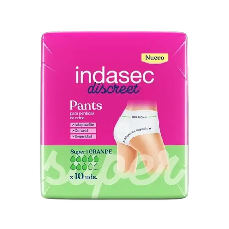 Indasec Discreet Pant Panty Incontinence Super Large Size , 10 pieces