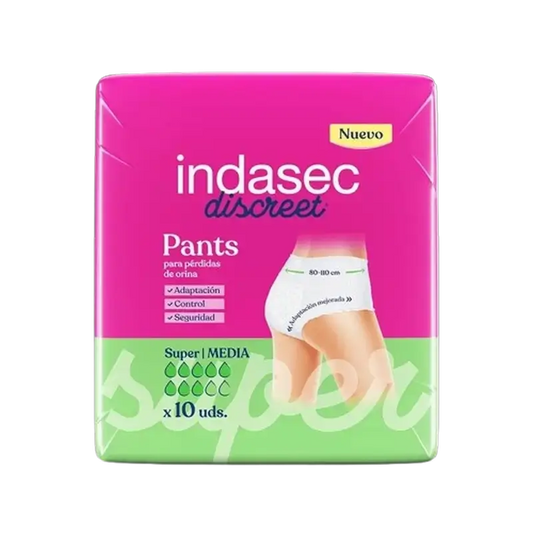 Indasec Discreet Pant Panty Incontinence Super Panty Size Medium , 10 units