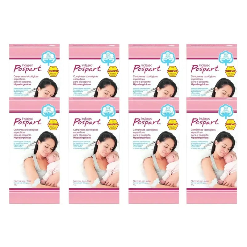 Indasec Pospart Normal Pad With Wings , 8 x 14 units