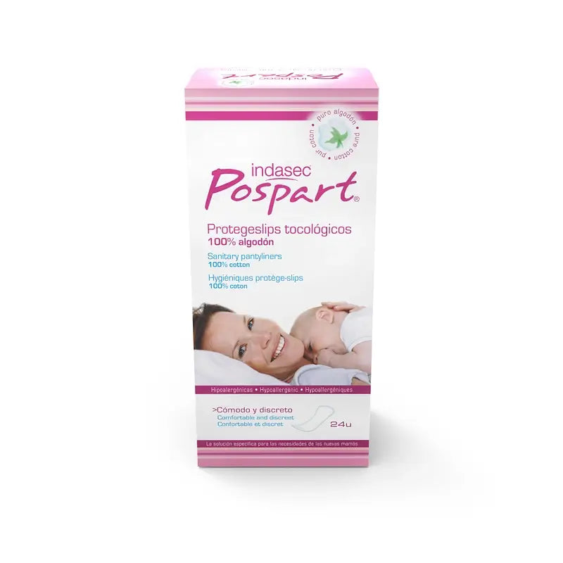 Indasec Postpart 100% Cotton Panty Liners , 24 units