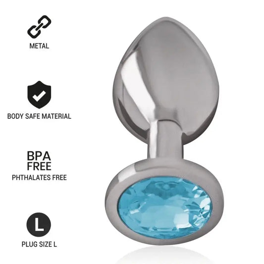 Intense Anal Plug Metal Aluminium With Blue Crystal Size L