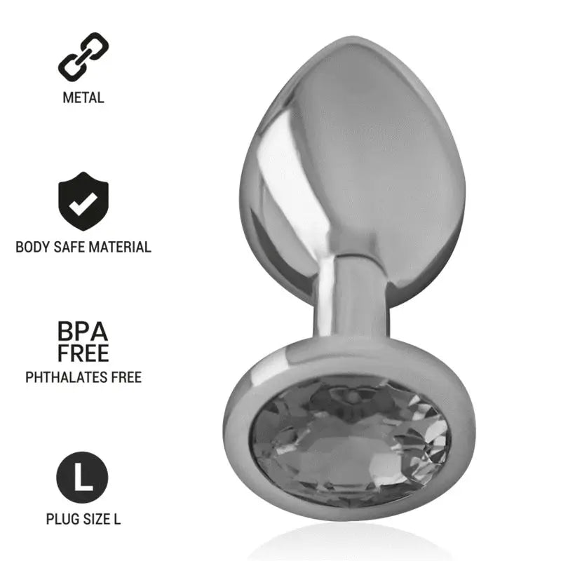 Intense Anal Plug Metal Aluminium With Crystal Black Size L