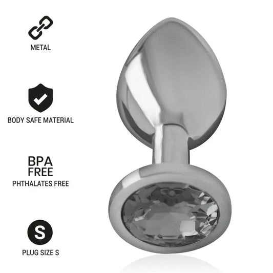 Intense Anal Plug Metal Aluminium With Black Crystal Size S