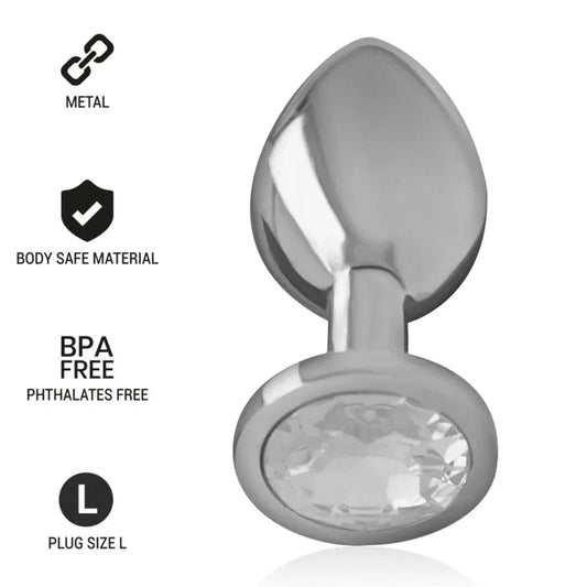 Intense Anal Plug Metal Aluminium With Crystal Silver Size L