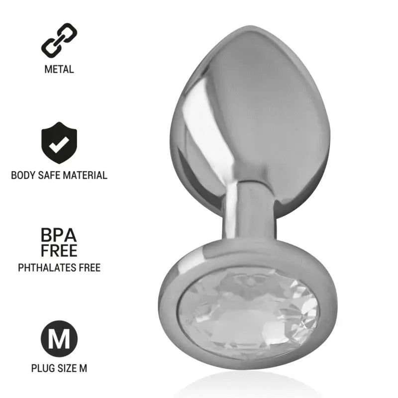 Intense Anal Plug Metal Aluminium With Crystal Silver Size M