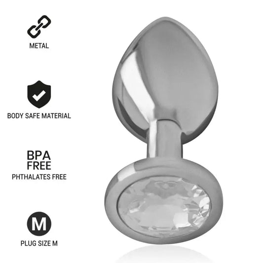 Intense Anal Plug Metal Aluminium With Crystal Silver Size M