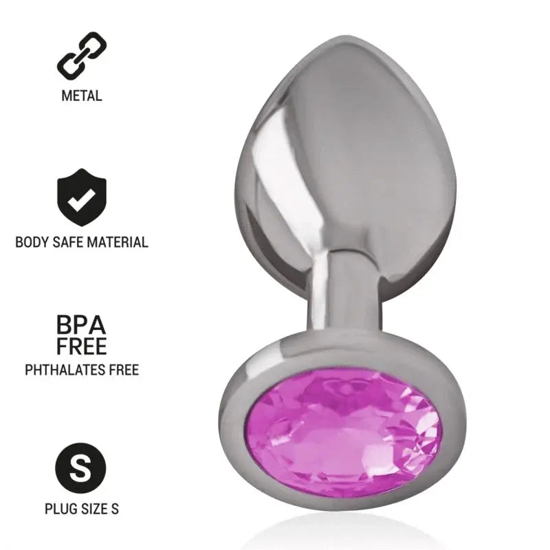 Intense Anal Plug Metal Aluminium With Pink Crystal Size S