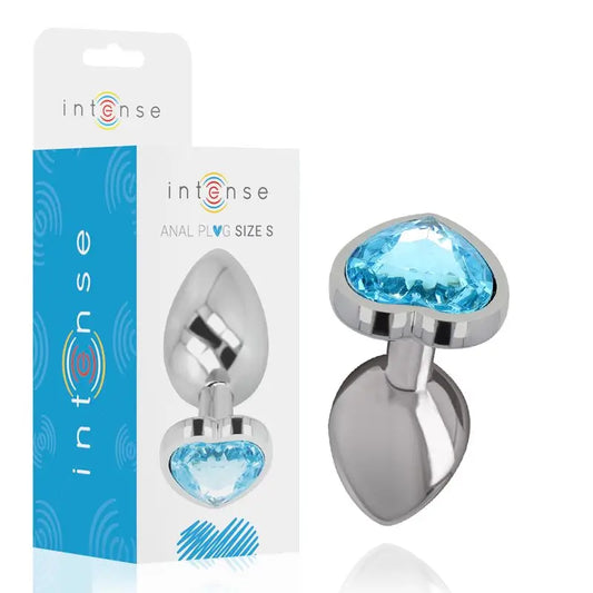 Intense Anal Plug Metal Aluminium Heart Blue Size S