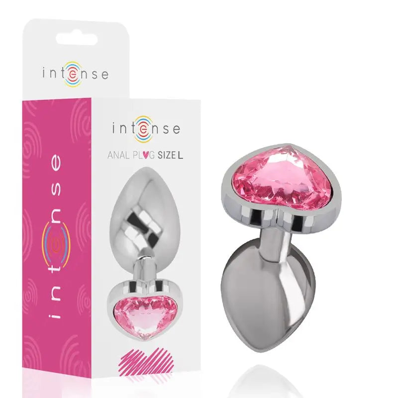 Intense Anal Plug Anal Plug Metal Aluminium Heart Pink Size L