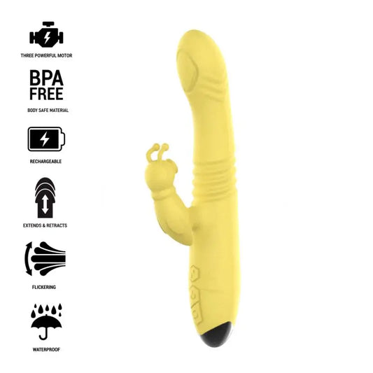 Intense Toky Multifunction Rechargeable Up & Down Vibrator With Clitoral Stimulator Yellow