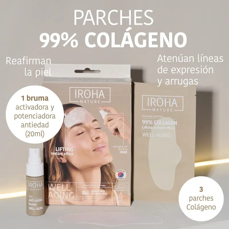 Iroha Nature Forehead Patches 99% Collagen (3 pcs + 1 Mist) , 3 pairs