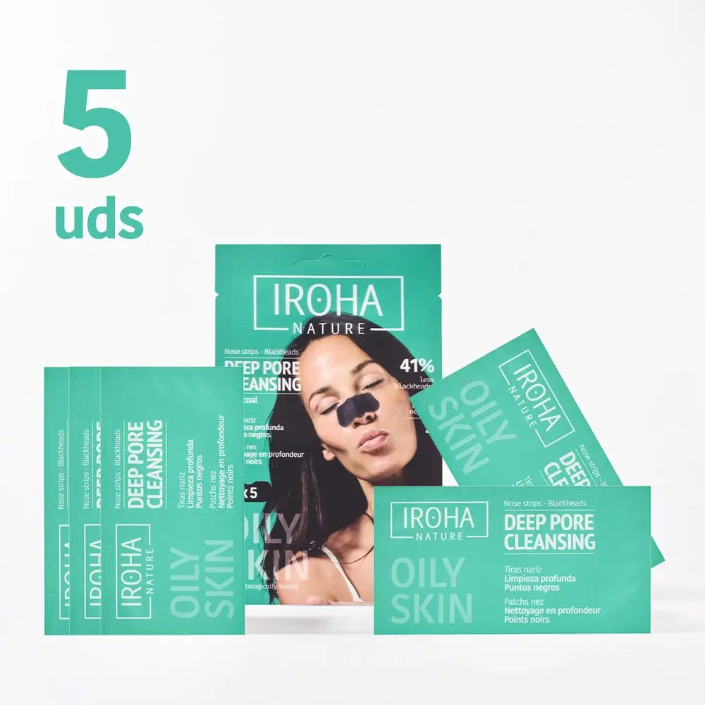 Iroha Nature Deep Cleansing Nose Strips Blackheads - Charcoal, 5 pcs.