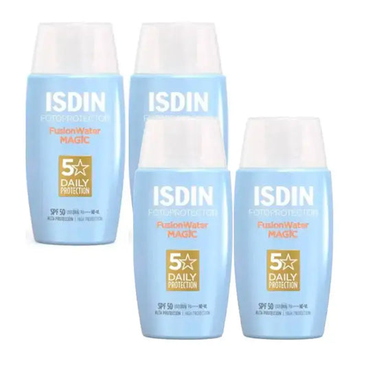 Isdin Fotoprotector Fusion Water Magic Sunscreen SPF 50, Pack 4 x 50 Ml
