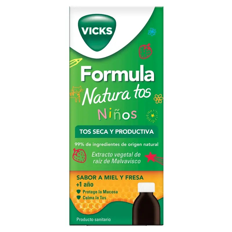Vicks Formula Natura Cough Syrup Children's Honey Strawberry Flavour, 140 ml