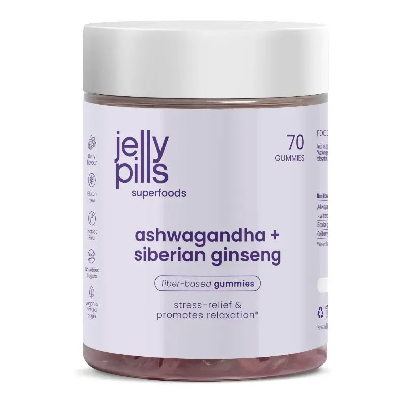 Ashwagandha + Siberian Ginseng Raspberry Jelly Pills, 70 tablets
