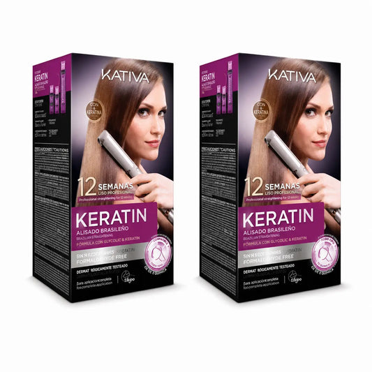 Kativa Express Veg Brazilian Keratin Straightening Kit, pack of 2
