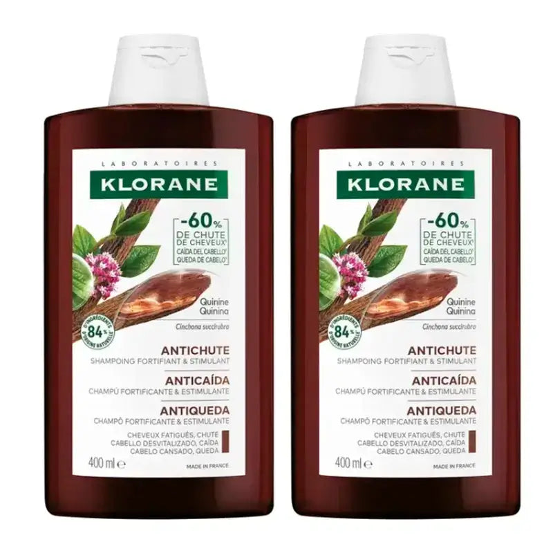 Klorane Duo Pack Quinine Shampoo with B Vitamins, 2X400ml