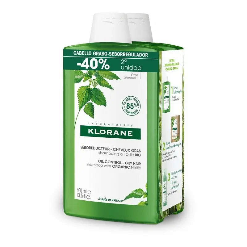 Klorane Duplo Organic Nettle Sebum Regulating Shampoo - Oily Hair 400 Ml