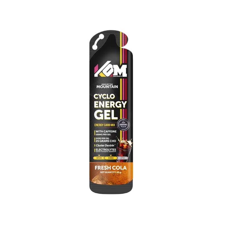 Kom Endurance Sports Nutrition Gels , box of 18 gels of 60g caffeine+magnesium+potassium cola flavour