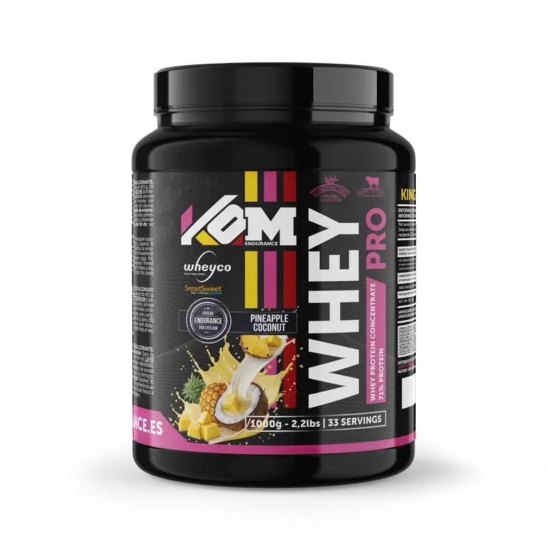 Kom Endurance Proteins Sports Nutrition , 1kg whey protein tin pineapple coconut flavour