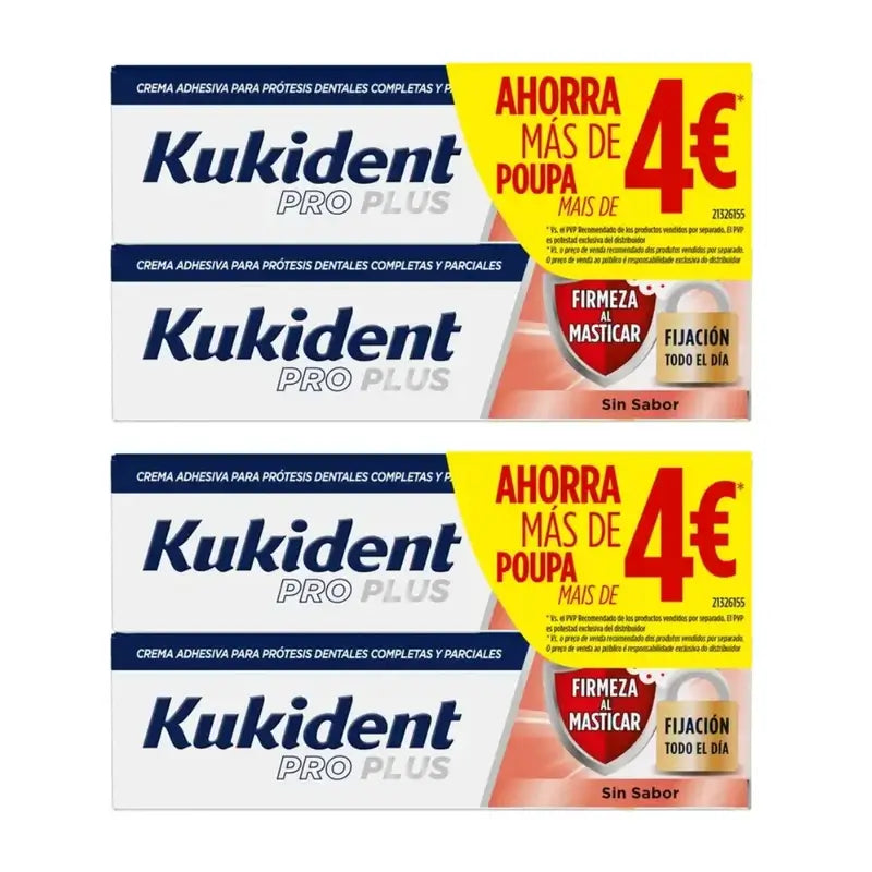 Kukident Pro Plus Chewing Tightness Support, Savings Pack, 4X40 Gr