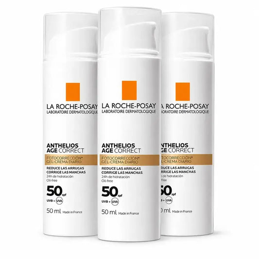 La Roche Posay Anthelios Age Correct SPF50 Gel-Cream, Pack 3 x 50 ml