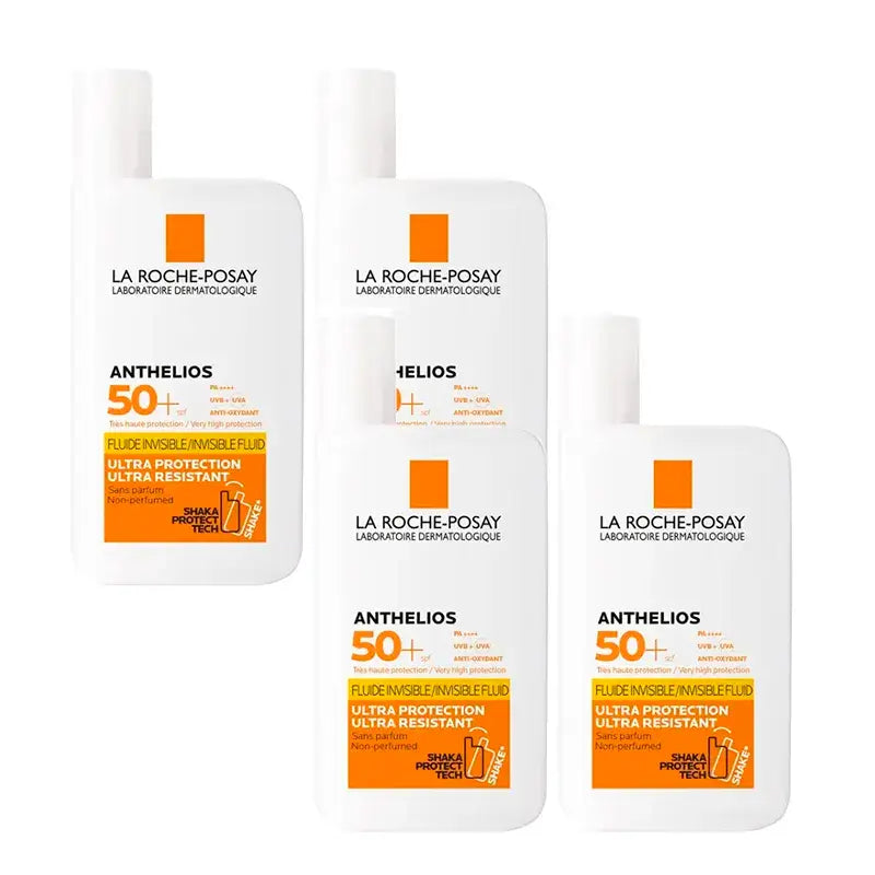La Roche-Posay Anthelios Uv-Mune 400 Invisible Fluid SPF50+, Pack 4 x 50 ml