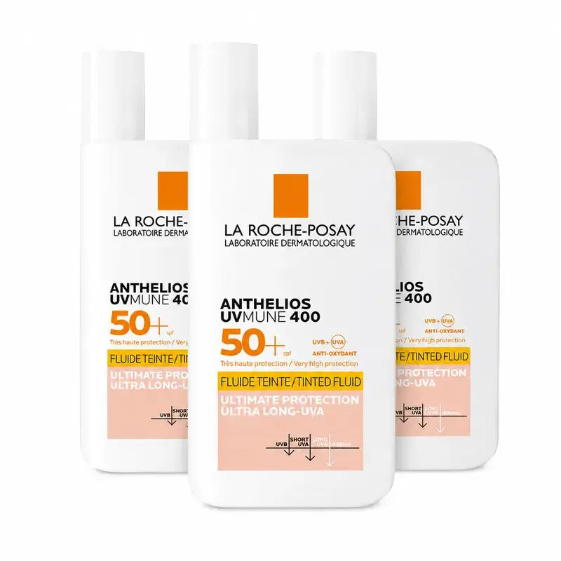La Roche Posay Anthelios UVMune 400 SPF50+ Coloured Fluid, Pack 3 x 50 ml