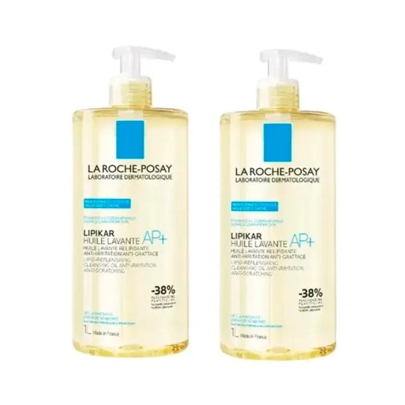 La Roche Posay Lipikar Oil Washing Ap+ Body Cleanser Anti Irritation For Atopic Skin , Pack 2 x 1000 ml
