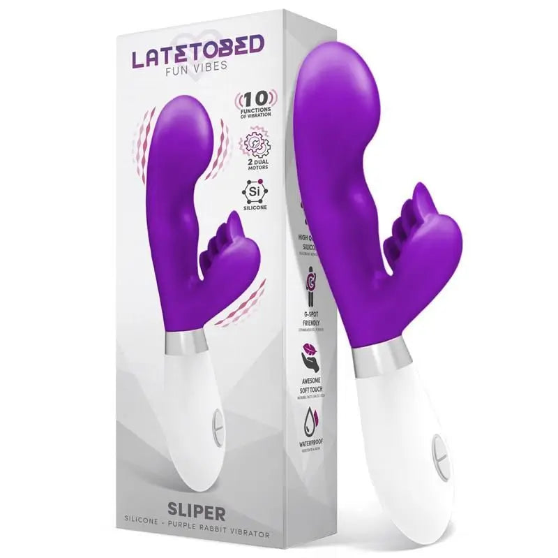 Latetobed Sliper Silicone Purple Bunny Vibrator