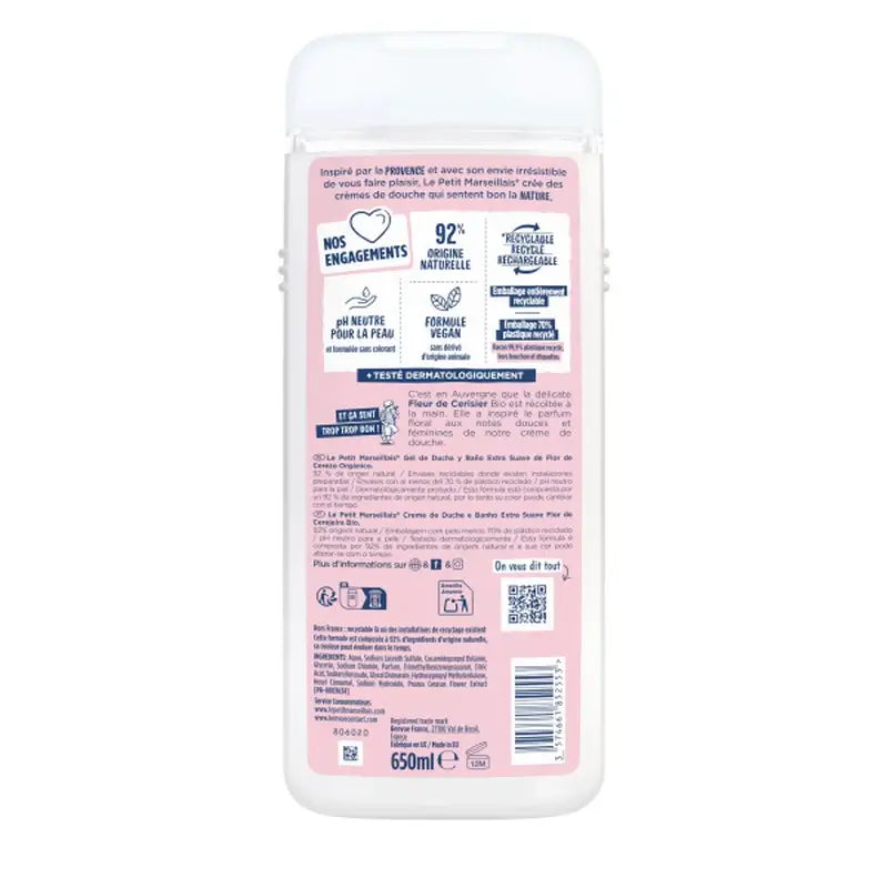 Le Petit Marseillais Extra Gentle Organic Cherry Blossom Shower Cream, 650 ml