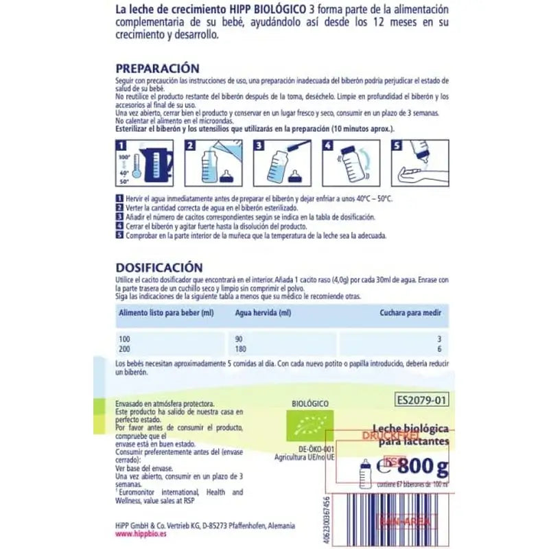 Hipp Combiotik 3, Growing-Up Milk, 800 g
